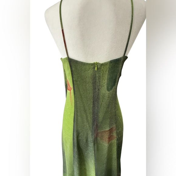 Brazil Boutique Green Ombre Maxi Dress Fairy Mermaid Y2K Silk Look Strappy G L - Picture 14 of 15